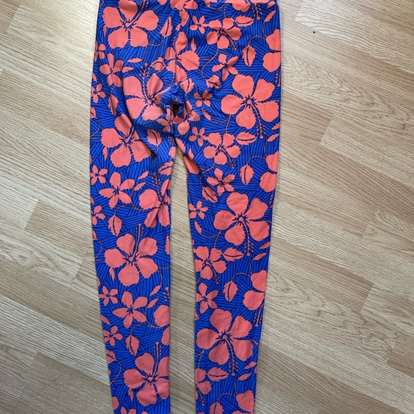 Lularoe OS legging floral print blue orange - Picture 4 of 5